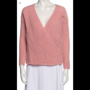Sezane pink long sleeved faux wrap front sweater alpaca/kid mohair/blend size M